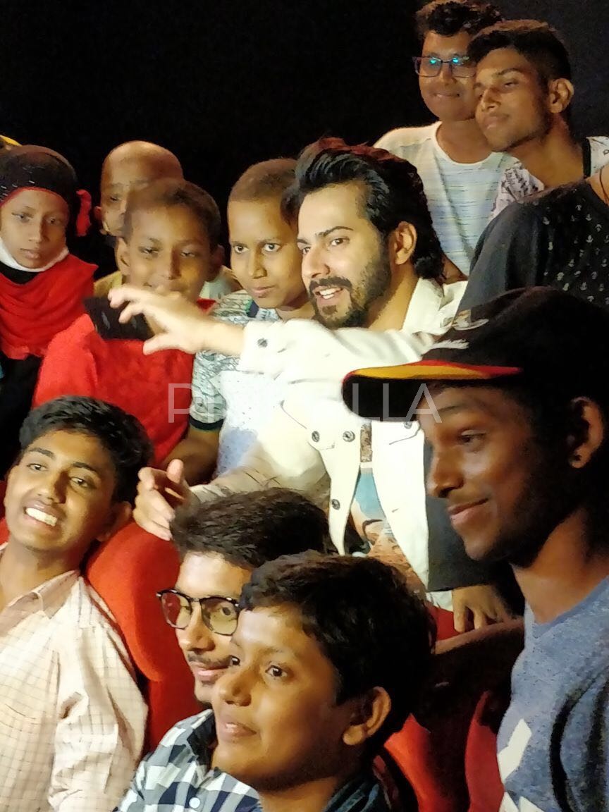 Varun Dhawan holds a screening of Judwaa 2 for kids suffering from cancer; See Pics